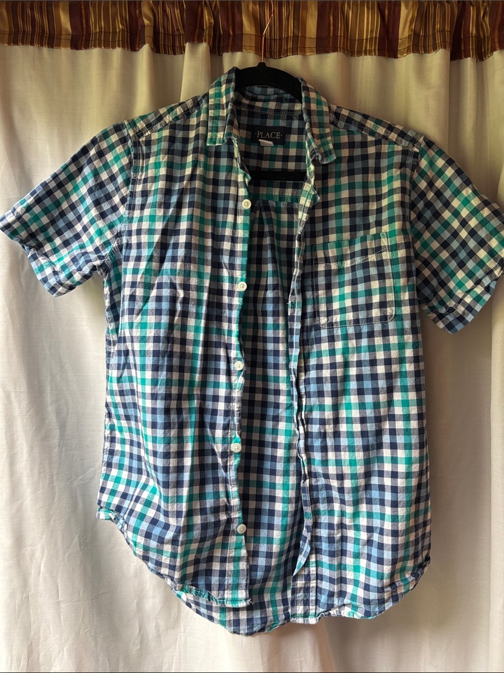 The Children's Place Short-Sleeve Plaid Button-Down Shirt - Blue & Green